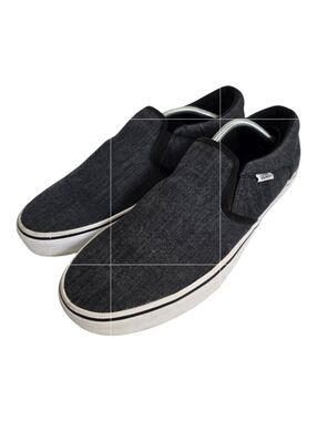 Vans Mens Slip On Shoes Black Denim Canvas Skate Sneakers Size 11